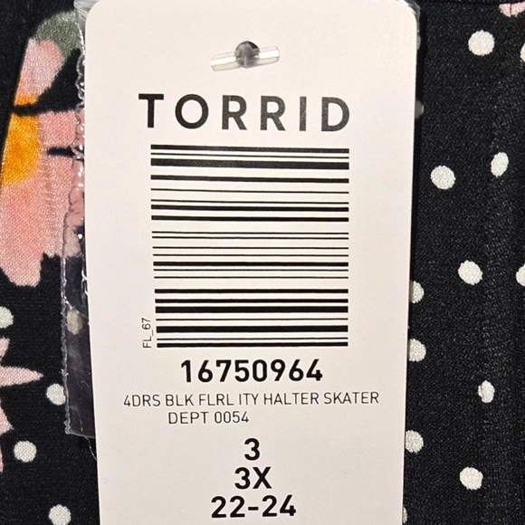 TORRID Plus Size Mini Studio Knit High Neck Floral Poka-Dot Skater Dress 3X - Picture 8 of 16
